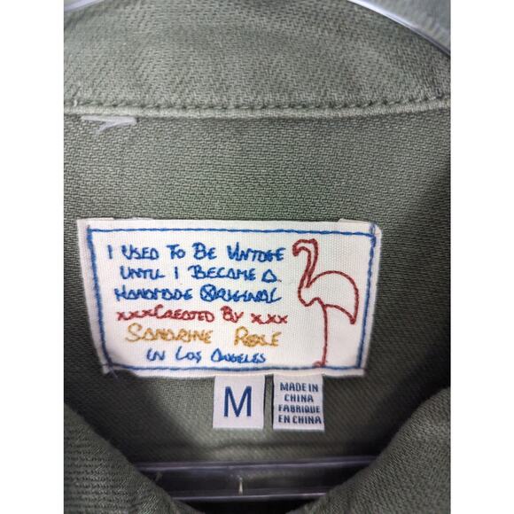 Sandrine Rose X Free People Cotton Lined Green Denim Coverall Jumpsuit Relaxed M - Picture 5 of 12